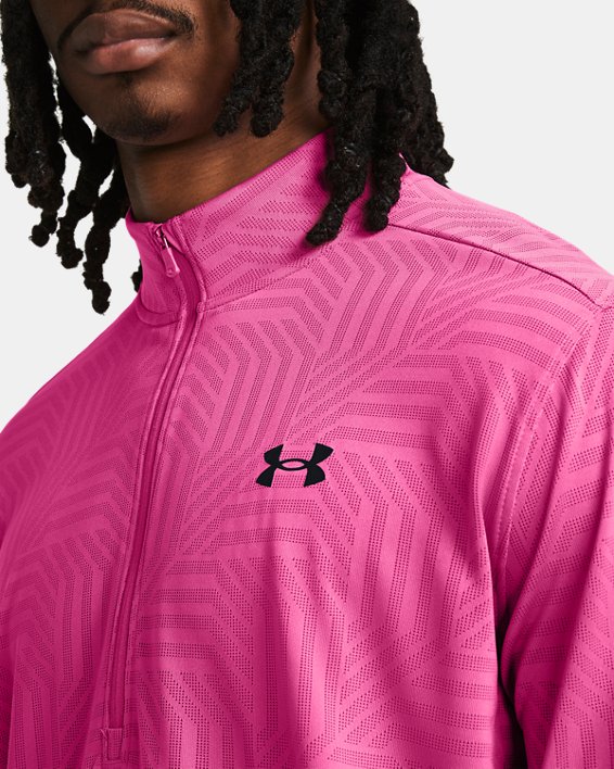 Koszulka męska UA Tech™ Vent Geotessa z zamkiem do połowy długości, Pink, pdpMainDesktop image number 2